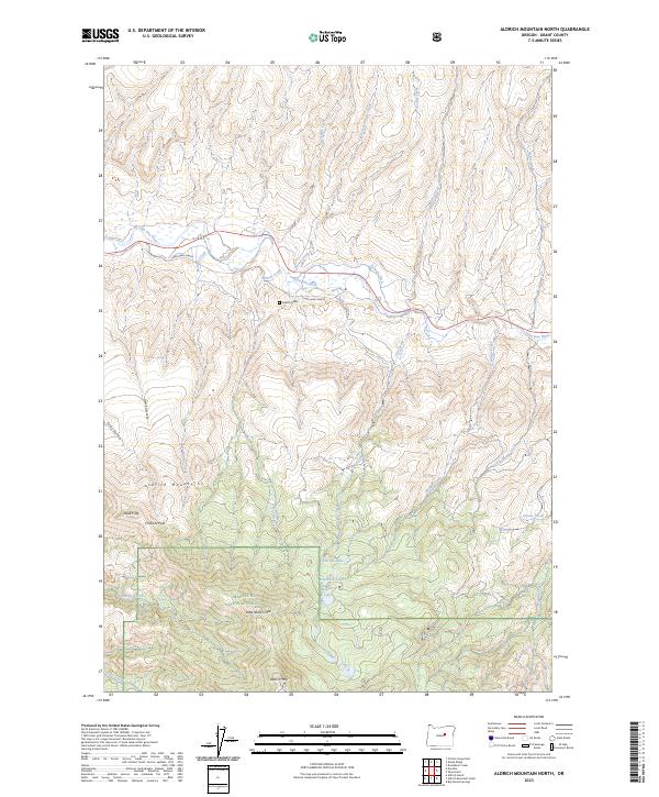 Aldrich Mountain North topographic map thumbnail