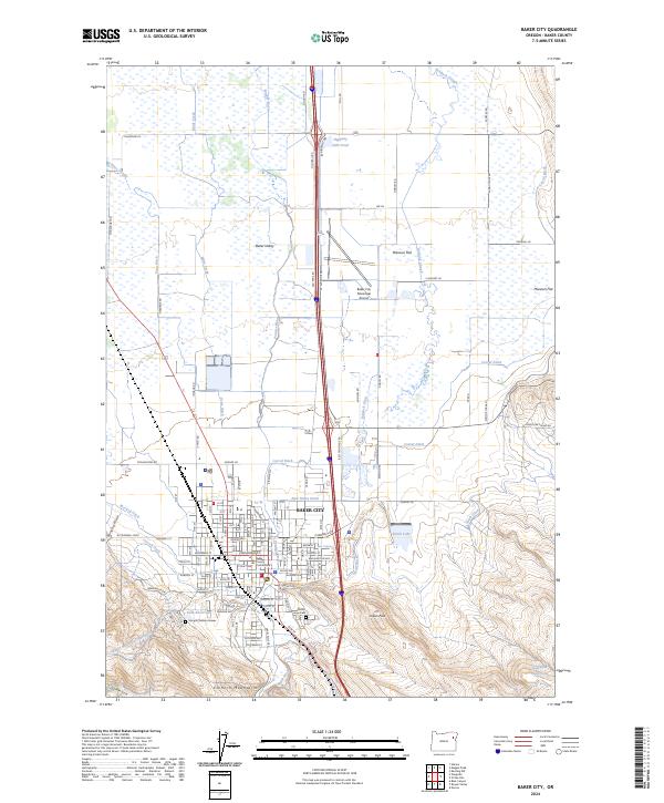 Baker City topographic map thumbnail