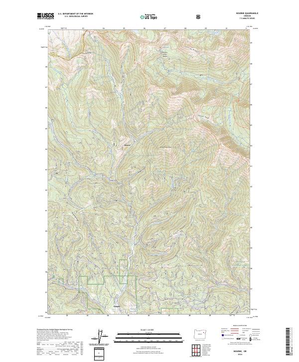 Bourne topographic map thumbnail