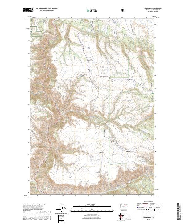 Bridge Creek topographic map thumbnail