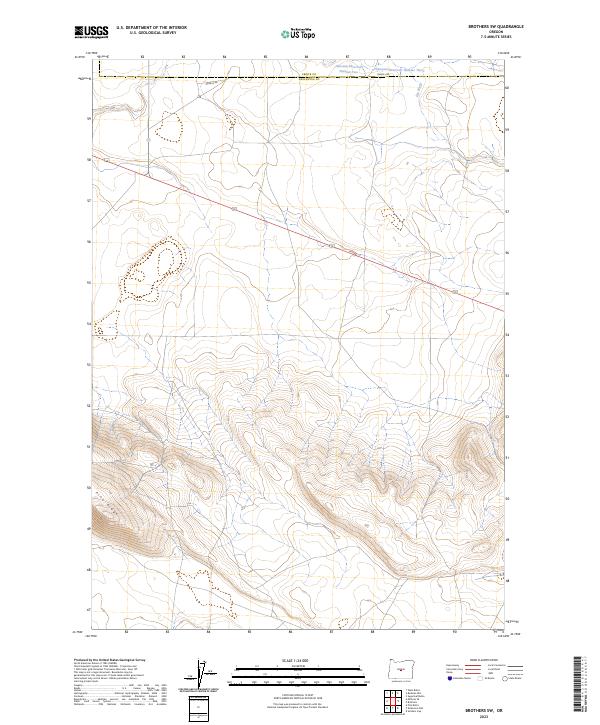 Brothers SW topographic map thumbnail