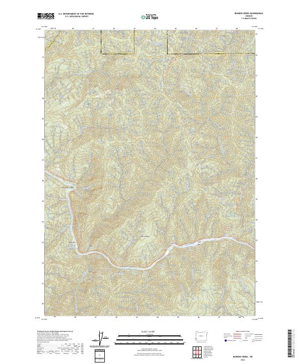 Bunker Creek topographic map thumbnail