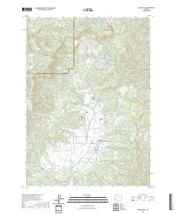 Camas Valley topographic map thumbnail
