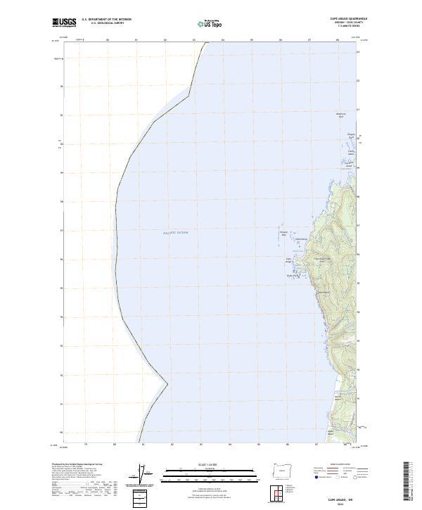 Cape Arago topographic map thumbnail