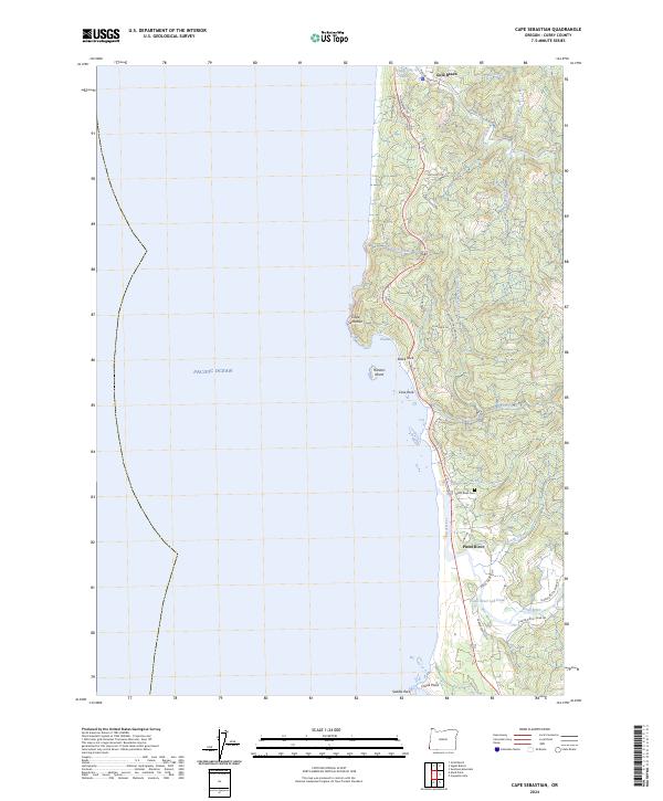 Cape Sebastian topographic map thumbnail
