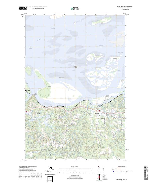 Cathlamet Bay topographic map thumbnail
