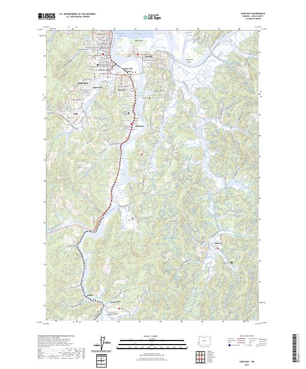 Coos Bay topographic map thumbnail