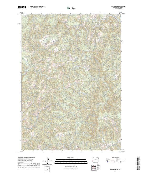 Coos Mountain topographic map thumbnail