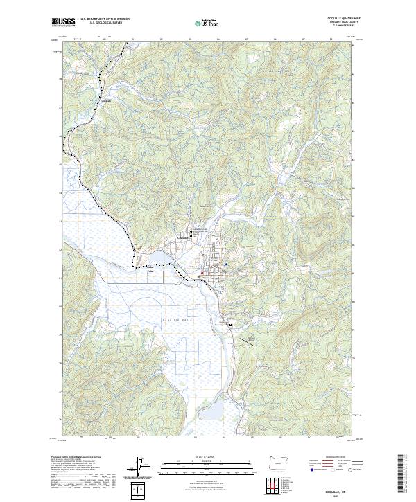 Coquille topographic map thumbnail