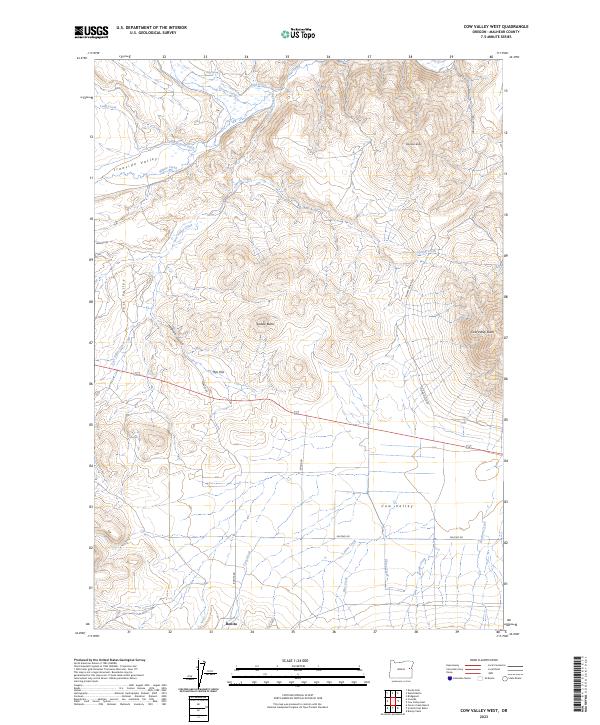 Cow Valley West topographic map thumbnail