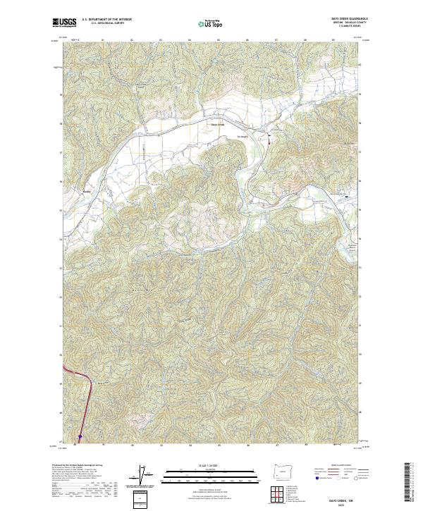 Days Creek topographic map thumbnail