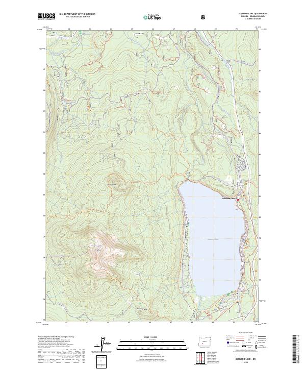 Diamond Lake topographic map thumbnail