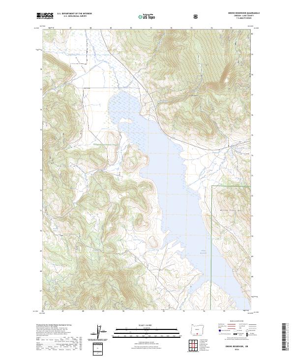 Drews Reservoir topographic map thumbnail