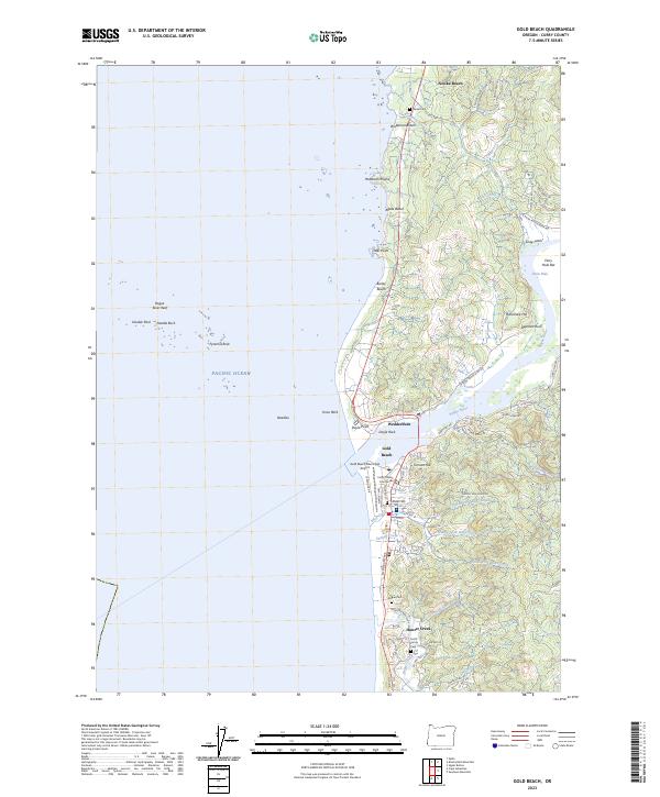Gold Beach topographic map thumbnail