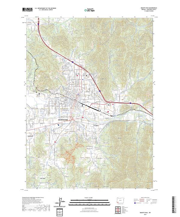Grants Pass topographic map thumbnail