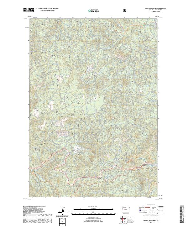Harter Mountain topographic map thumbnail