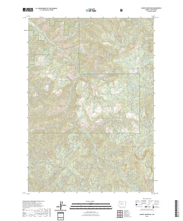 Harvey Mountain topographic map thumbnail