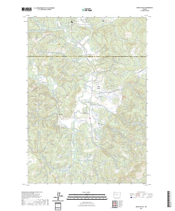 Kings Valley topographic map thumbnail