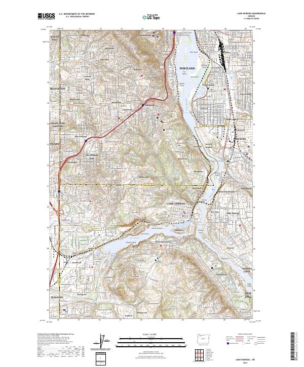 Lake Oswego 2024 topographic map thumbnail