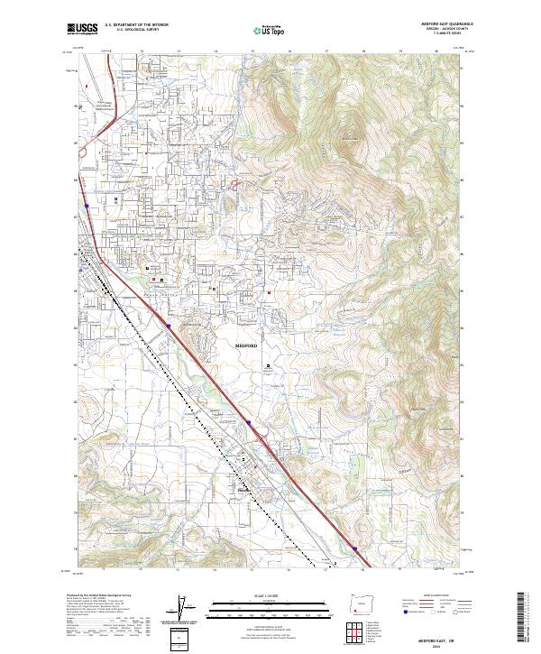 Medford East 2024 topographic map thumbnail