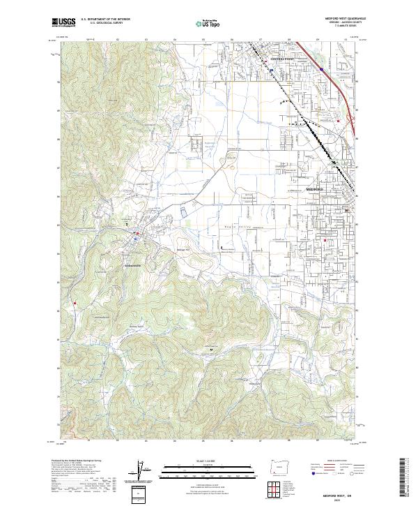Medford West 2023 topographic map thumbnail