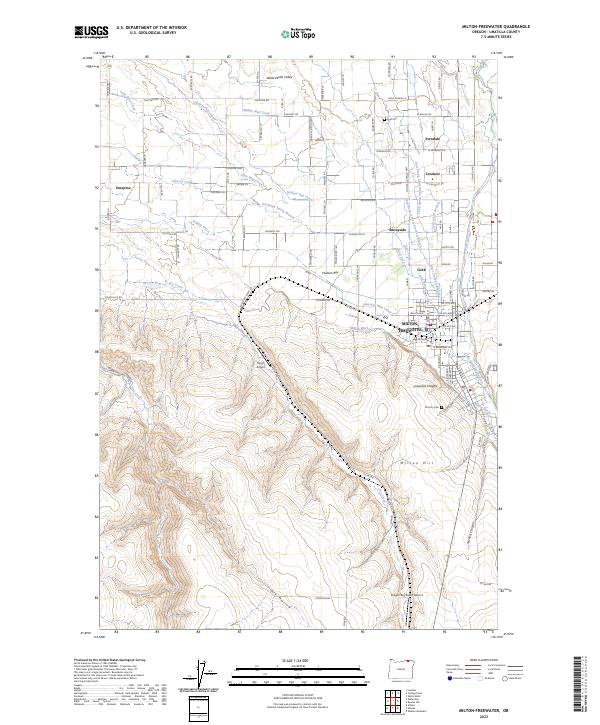 Milton-Freewater 2023 topographic map thumbnail