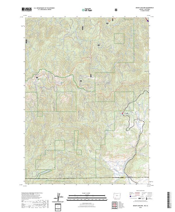 Mount Ashland 2023 topographic map thumbnail