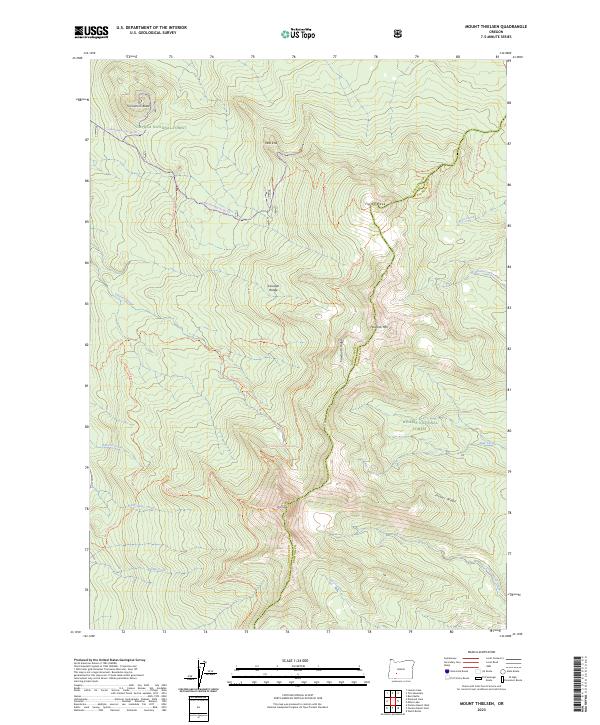 Mount Thielsen 2023 topographic map thumbnail