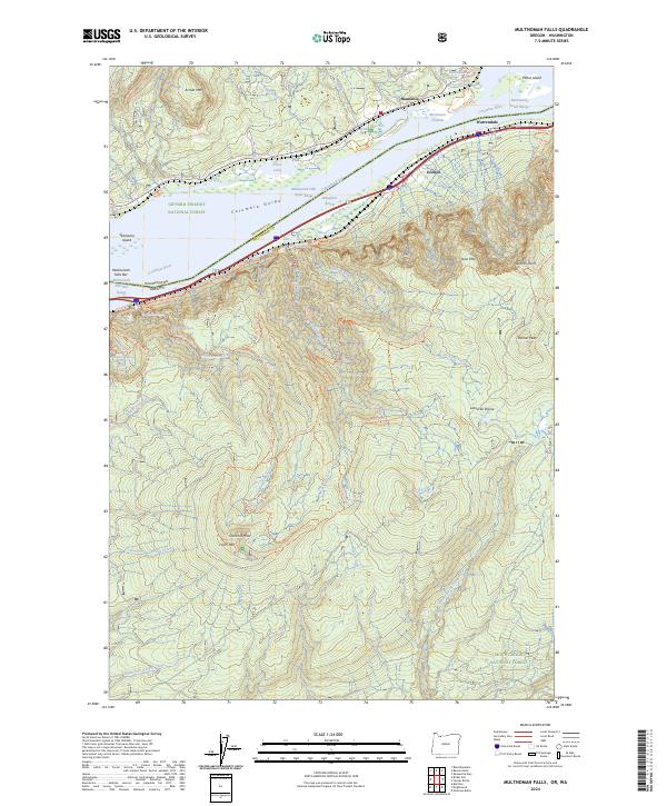 Multnomah Falls 2024 topographic map thumbnail