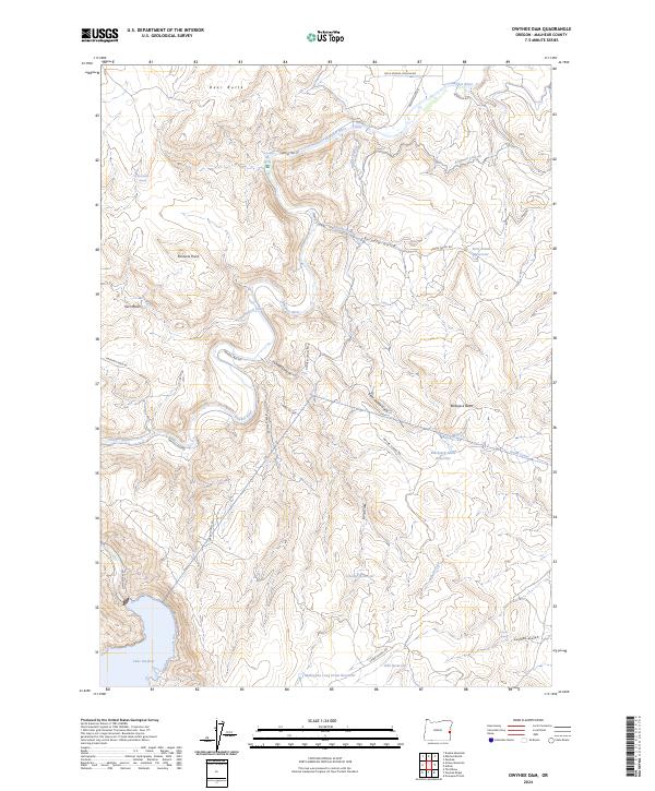 Owyhee Dam 2024 topographic map thumbnail
