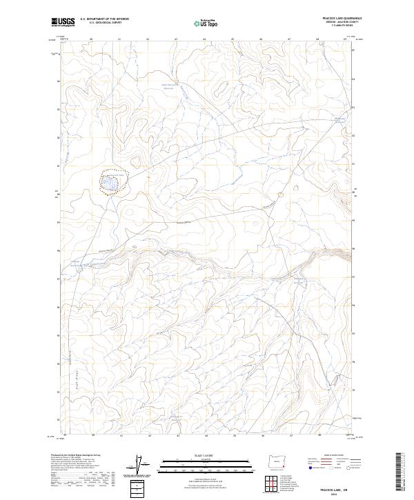 Peacock Lake 2024 topographic map thumbnail