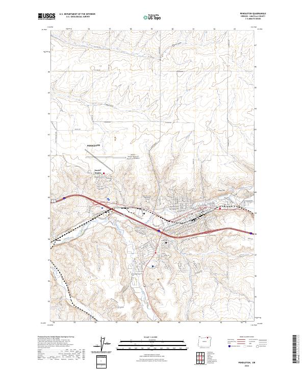 Pendleton 2024 topographic map thumbnail