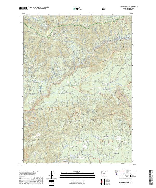 Potter Mountain 2023 topographic map thumbnail