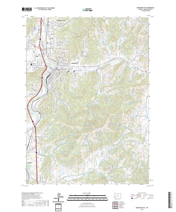 Roseburg East topographic map thumbnail