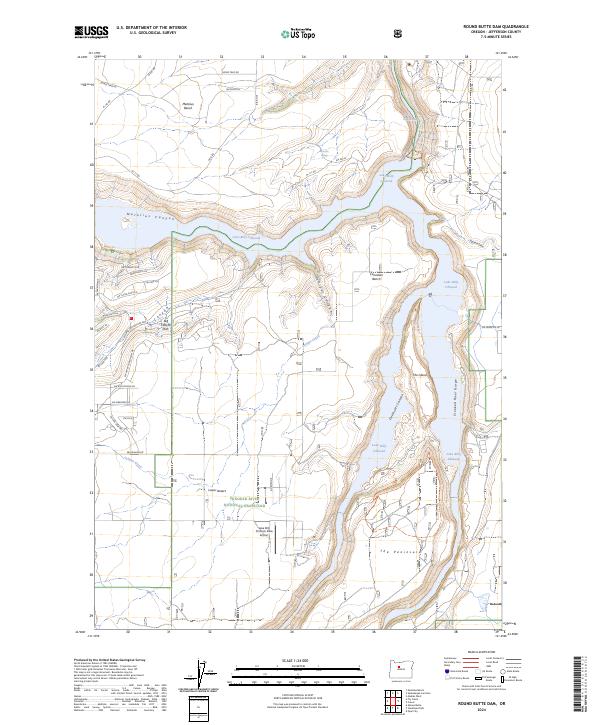 Round Butte Dam topographic map thumbnail