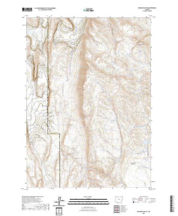 Ryegrass Butte 2023 topographic map thumbnail