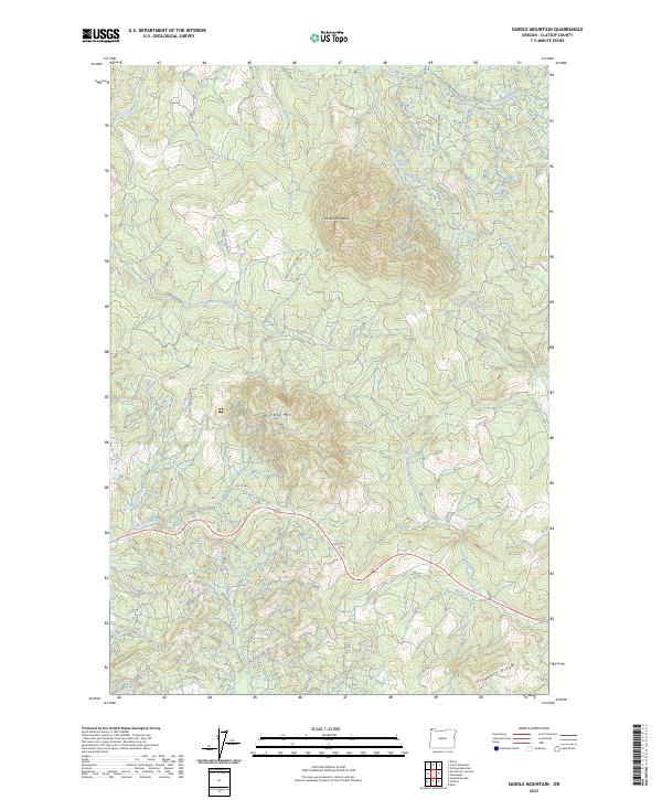 Saddle Mountain 2023 topographic map thumbnail