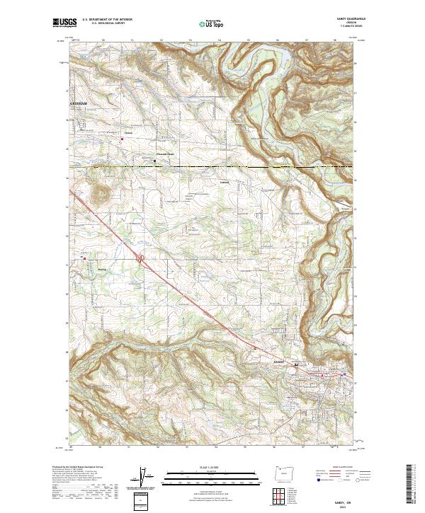 Sandy 2023 topographic map thumbnail