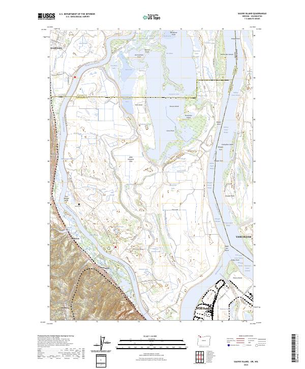 Sauvie Island topographic map thumbnail