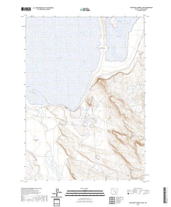 Southeast Harney Lake topographic map thumbnail