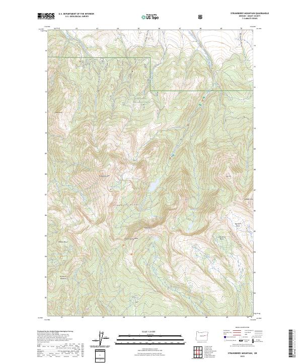 Strawberry Mountain 2023 topographic map thumbnail