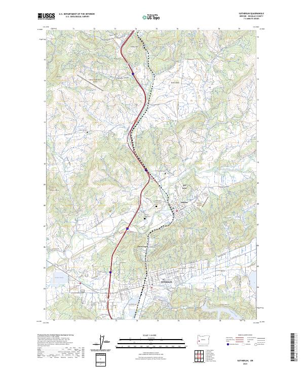 Sutherlin 2023 topographic map thumbnail