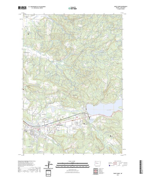 Sweet Home 2024 topographic map thumbnail