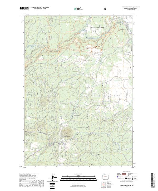 Three Creek Butte 2023 topographic map thumbnail