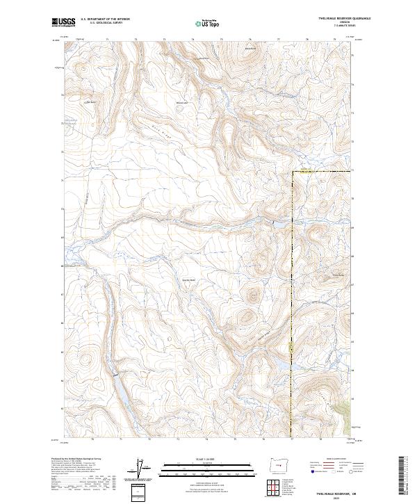 Twelvemile Reservoir topographic map thumbnail