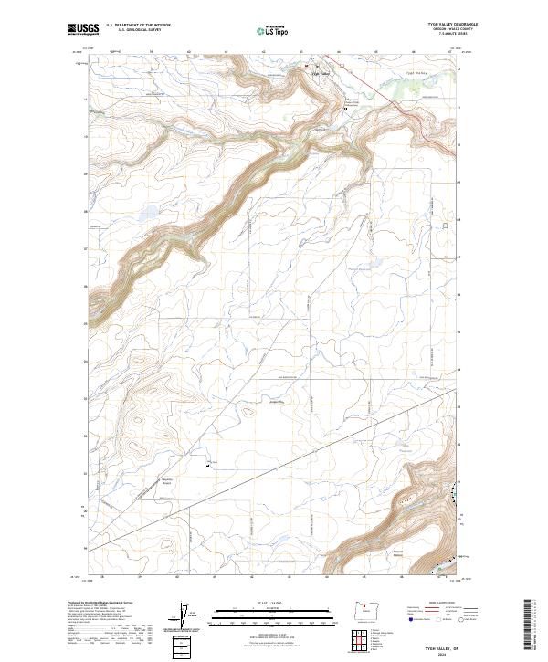 Tygh Valley 2024 topographic map thumbnail