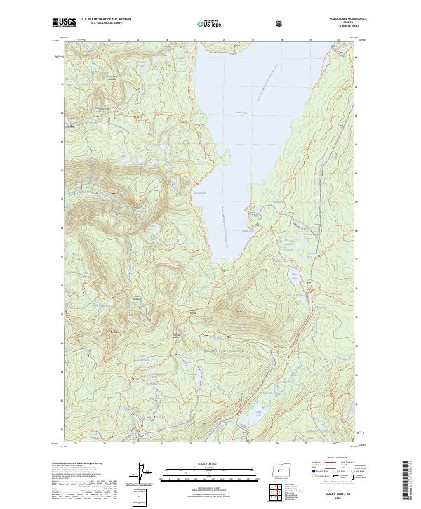 Waldo Lake 2024 topographic map thumbnail
