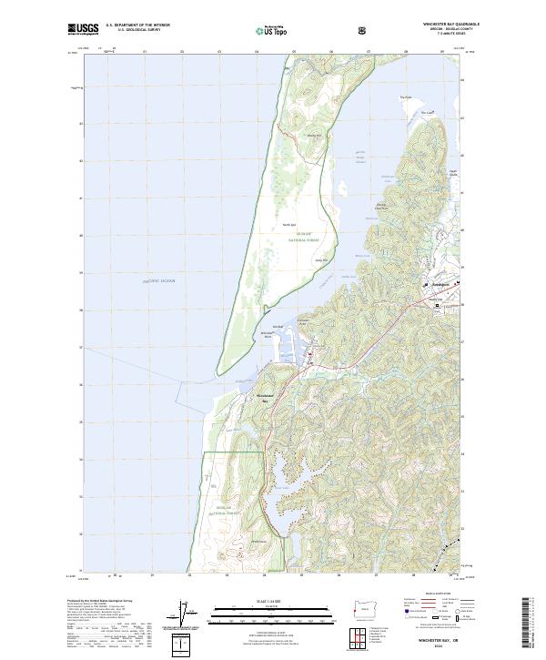 Winchester Bay 2024 topographic map thumbnail