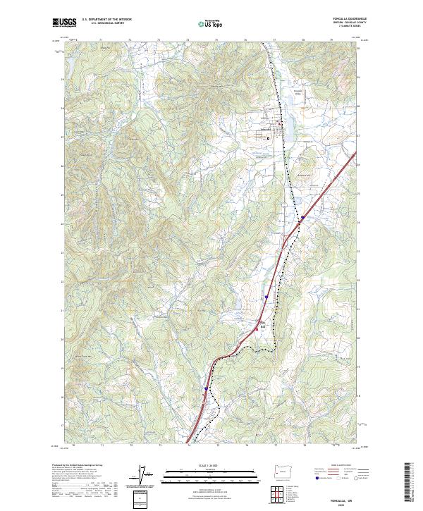 Yoncalla 2023 topographic map thumbnail