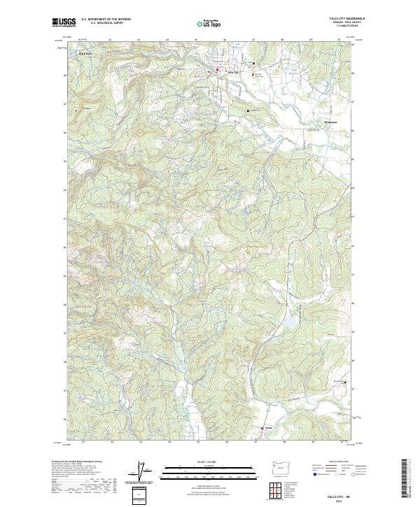 Falls City topographic map thumbnail